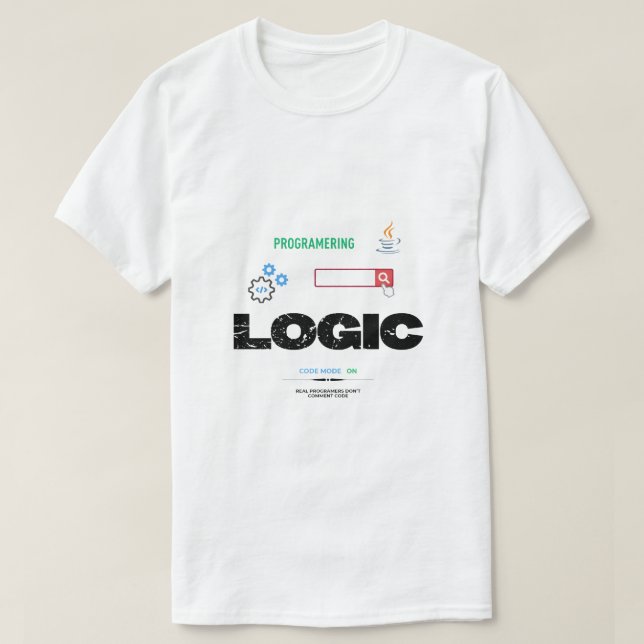 Camiseta de Programação com Modo de Código Lógico  (Frente do Design)
