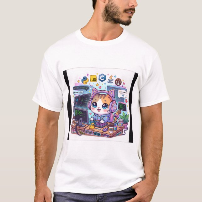 Camiseta de Programador de Gato Kawaii | Gato de C (Frente)