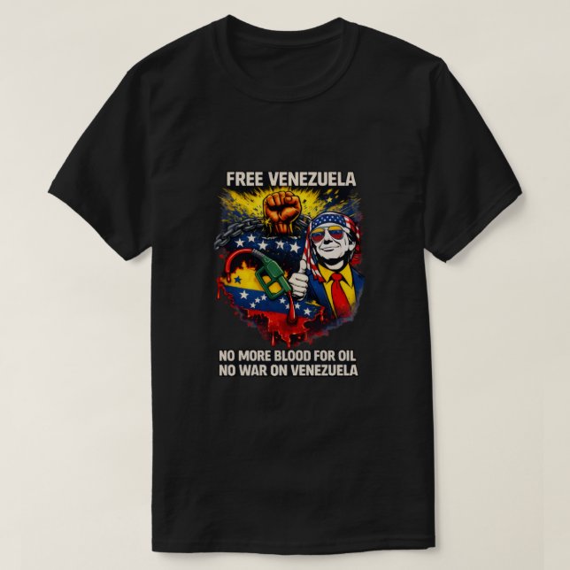 Camiseta de Protesto Contra a Guerra - Venezuela L (Frente do Design)
