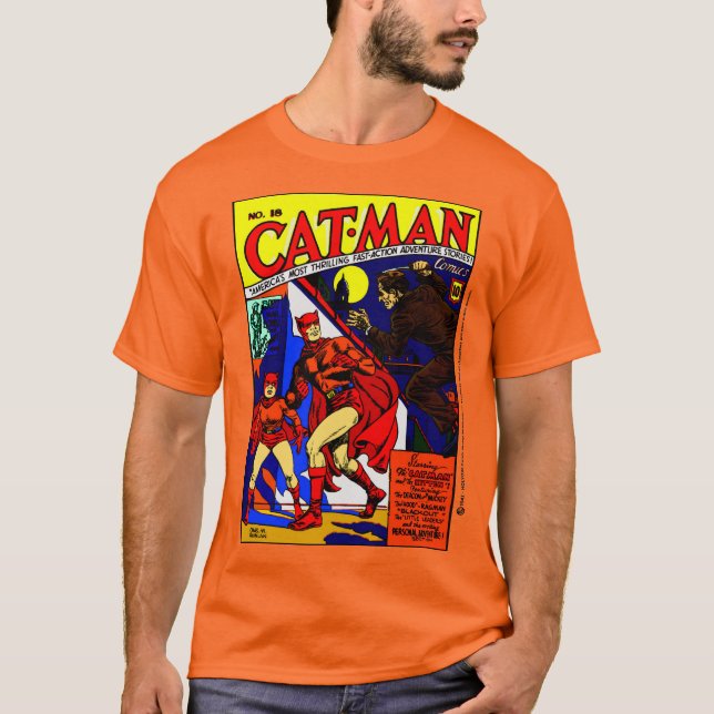 Camiseta de Quadrinhos do Cat-Man dos Anos 40 (Frente)