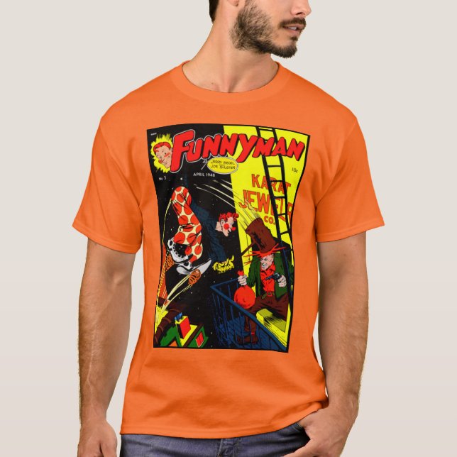 Camiseta de quadrinhos do 'FUNNYMAN' dos anos 40 (Frente)