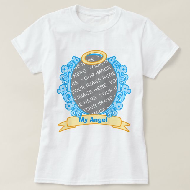 Camiseta de Quadro Personalizável Azul Halo (Frente do Design)