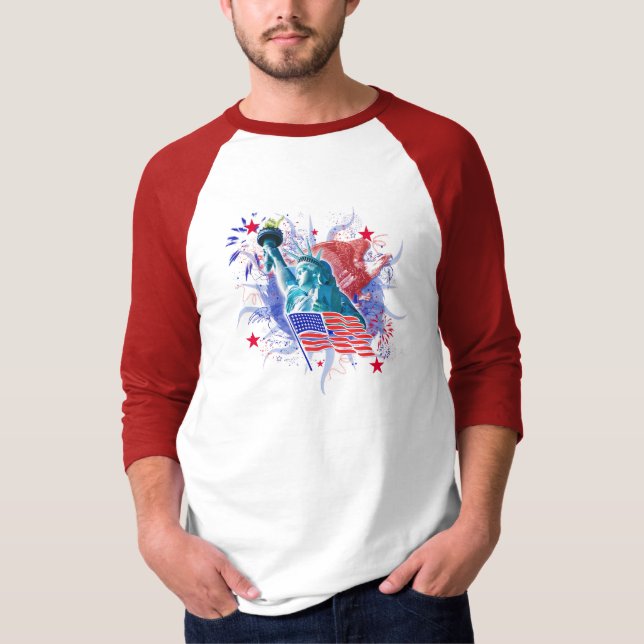 Camiseta De Raglan básico da Capa da liberdade 3/4 (Frente)