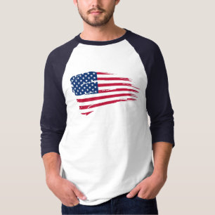 Camiseta De Raglan básico da Capa do rasgo da bandeira