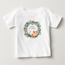Camiseta de raposa para o primeiro Natal do bebê