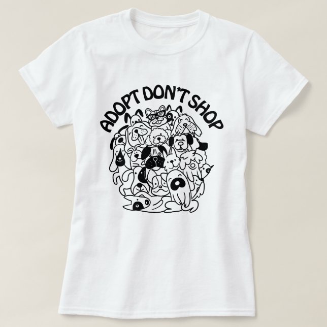 Camiseta de Resgate de Adoção de Cachorro (Frente do Design)