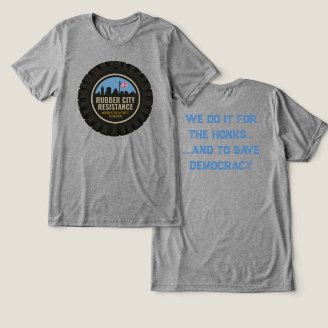 Camiseta de Resistência da Cidade da Borracha, doi (Design Frente e Verso)