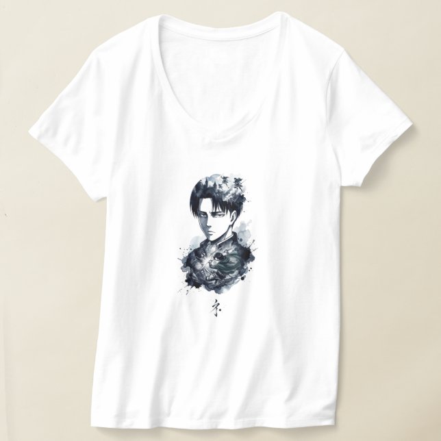 Camiseta de retrato de soldado com tinta azul (Postura )