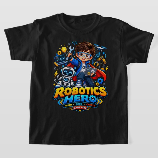 Camiseta de Robô de Robótica Infantil STEM (Postura )