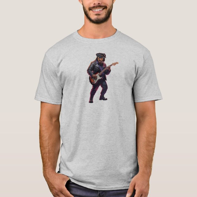 Camiseta de Rockstar Engraçada de Rottweiler (Frente)