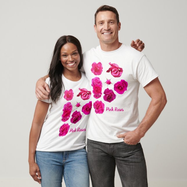 Camiseta de Rosas Cor-de-Rosa (Unissex)