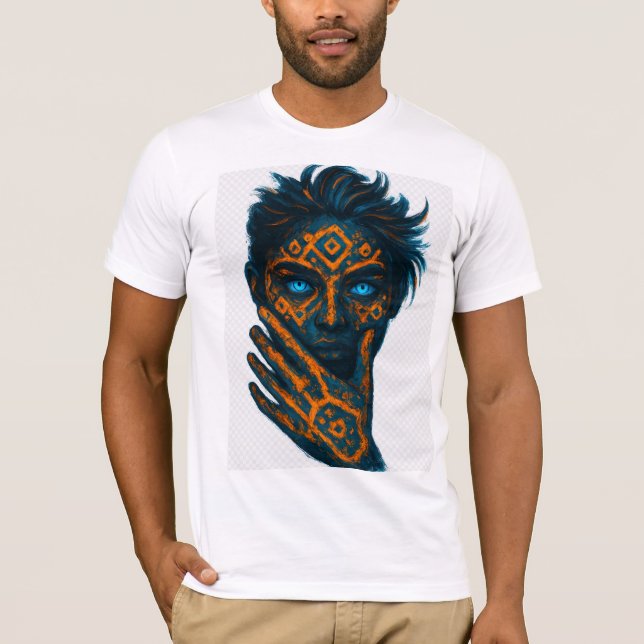 Camiseta de Rosto Abstrato Neon (Frente)
