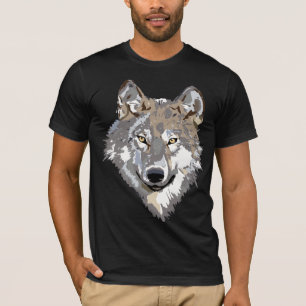 camiseta de rosto de lobo