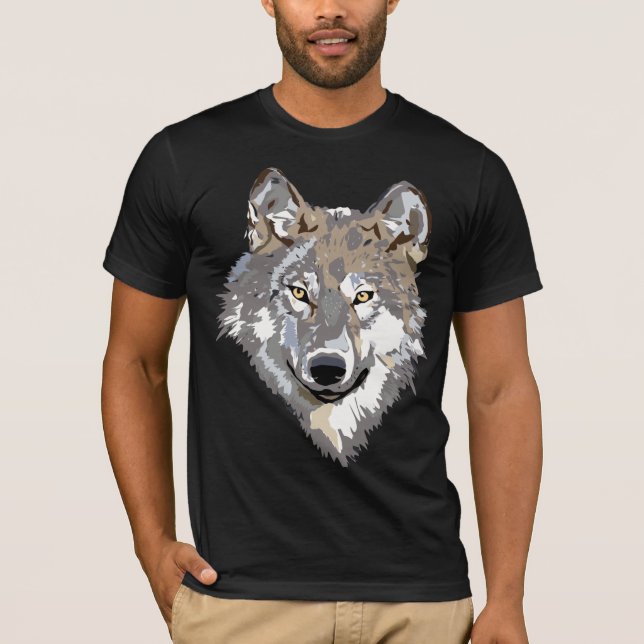 camiseta de rosto de lobo (Frente)