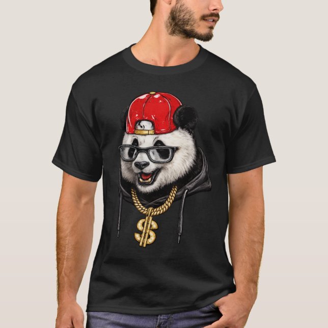 Camiseta de Rua Cool Panda – Estilo Urbano na Moda (Frente)