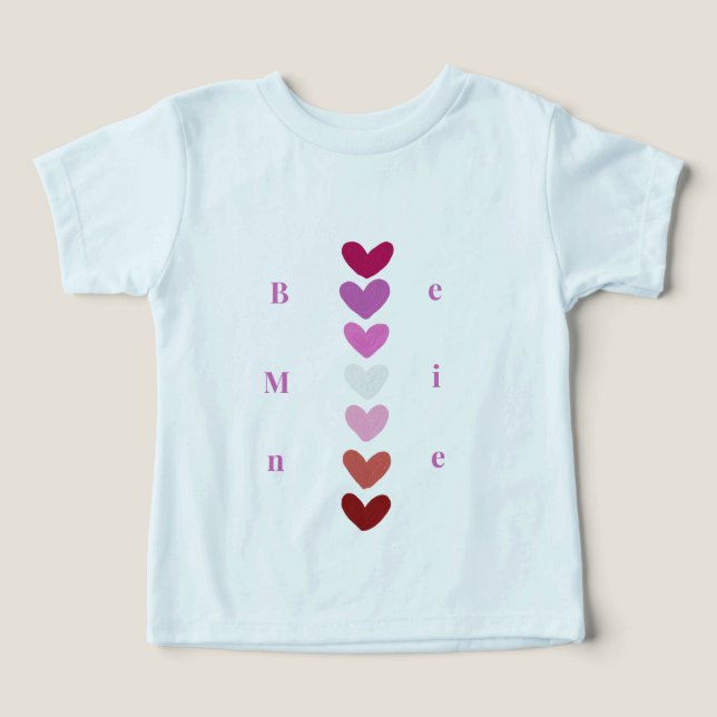 Camiseta de São Valentim com Pilha de Coração Mini (Design frontal)