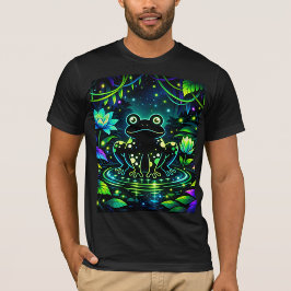 Camiseta de Sapo Iluminado pela Lua no Jardim Enca