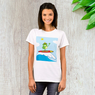 Camiseta de Sapo Surfando Em Uma Onda