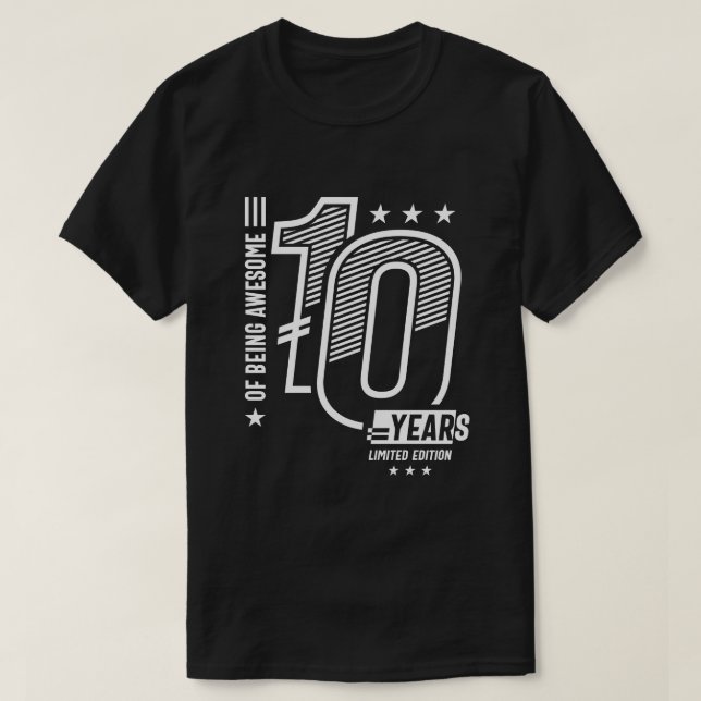 Camiseta De Ser Incrível 10 Anos - 10.º Aniversário (Frente do Design)