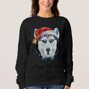 Camiseta De Siberian Husky Com Santa Hat Feliz Pawlidays!