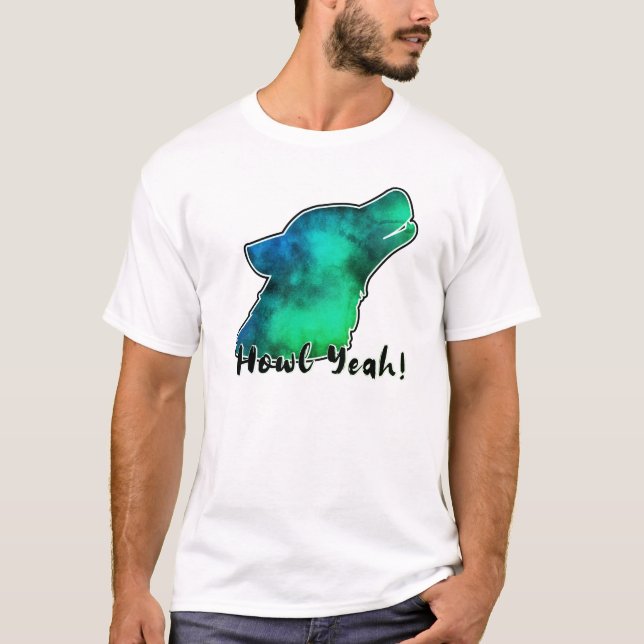 Camiseta de Silhueta de Lobo da Galáxia Espacial H (Frente)