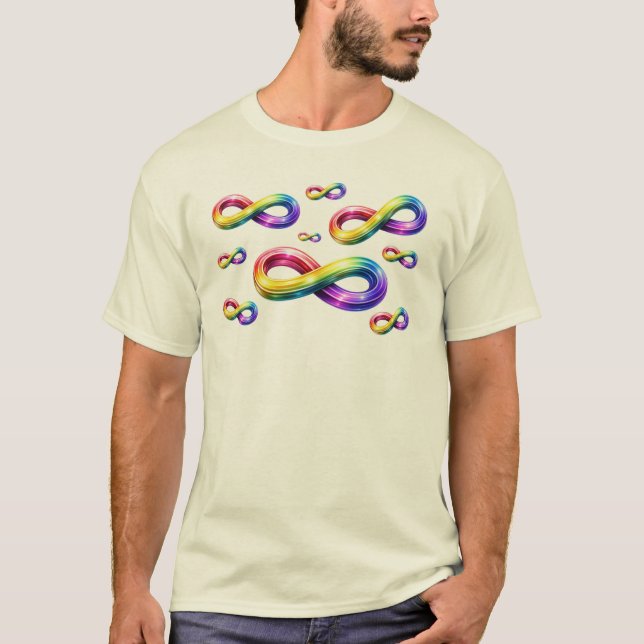 Camiseta de Símbolos de Infinito Multicoloridos (Frente)
