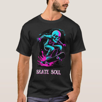 Camiseta de skate com caveira neon