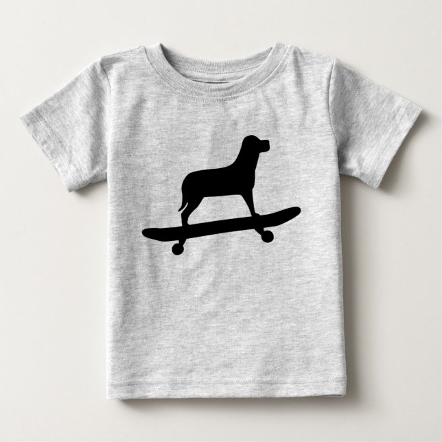 Camiseta de skate de cachorro engraçado para bebês (Frente)