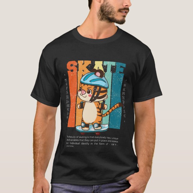 Camiseta de skate infantil retrô vintage adorável  (Frente)