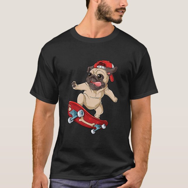 Camiseta De Skate Pug Cachorro Cachorrinho Engraça (Frente)