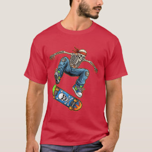 Camiseta de Skate Skull para Meninos e Adolescente