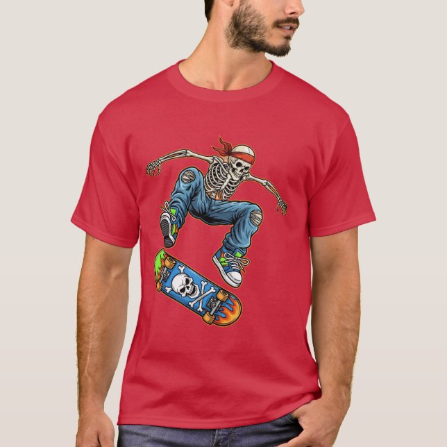 Camiseta de Skate Skull para Meninos e Adolescente (Frente)