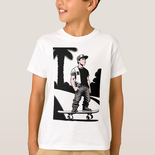 Camiseta de Skateboard para Crianças (Frente)