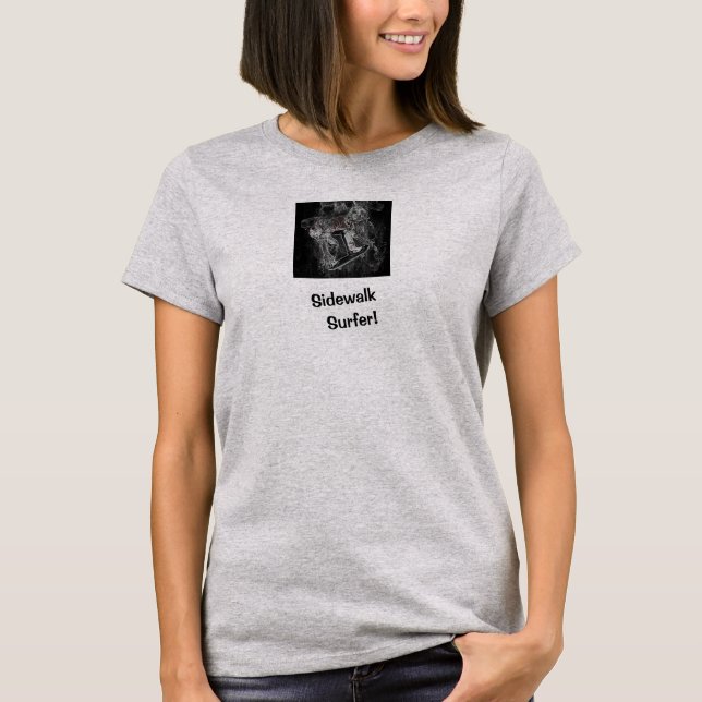 Camiseta de Skater Cinza Imagem Sidewalk Surfer Pr (Frente)