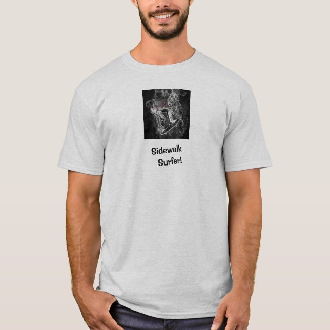 Camiseta de Skater Cinza Imagem Sidewalk Surfer Pr (Frente)