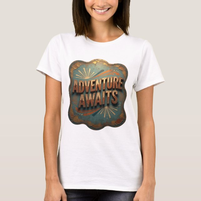 Camiseta de slogan AVENTURA ESPERA Cool Gold (Frente)