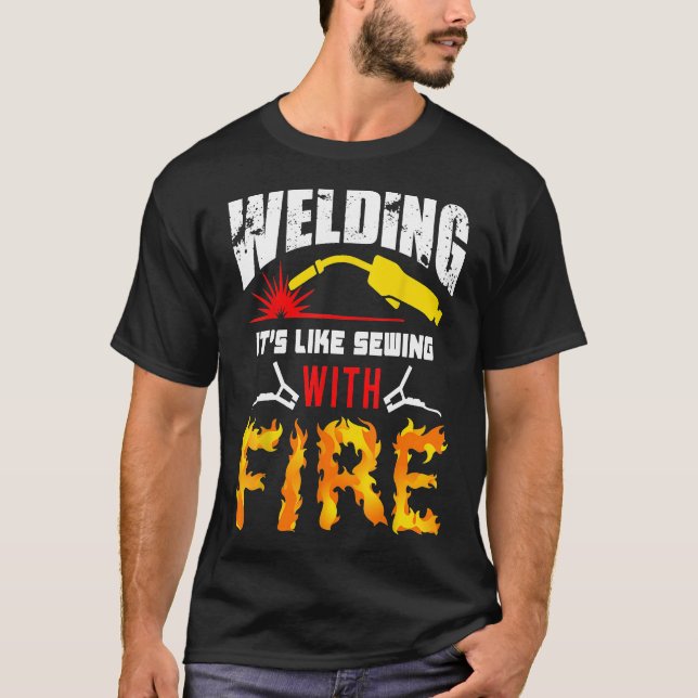Camiseta de Soldagem É Como Costurar Com Fogo Sold (Frente)