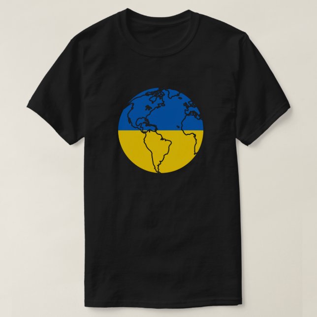 Camiseta de Solidariedade Mundial da Bandeira Ucra (Frente do Design)