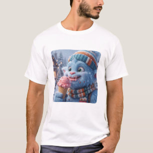 Camiseta de Sorvete de Monstro Fofinho Azul de Inv