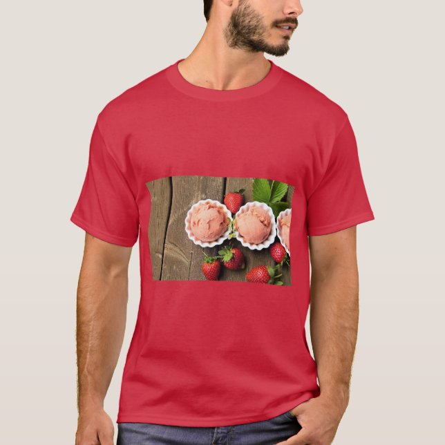 Camiseta de Sorvete de Morango (Frente)