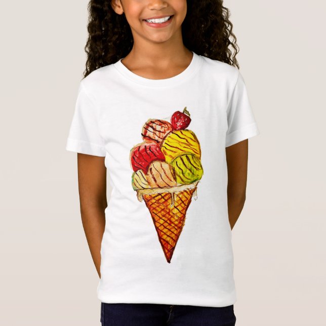 camiseta de sorvete para meninas (Frente)