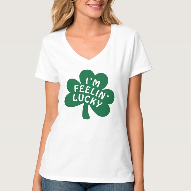Camiseta De St Patrick afortunado do número 13 da mulher a (Frente)