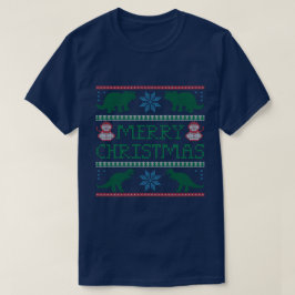 Camiseta de suéter de Natal Feia e Dinossauro Masc