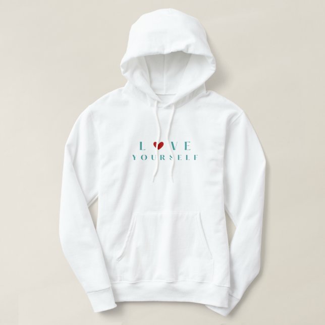 Camiseta de suor "Ame a Si Mesmo" em Azul Verde e  (Frente do Design)