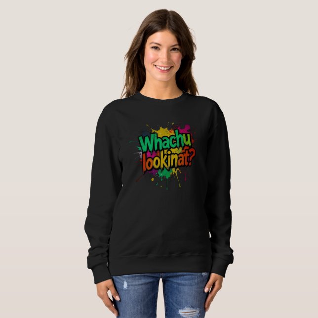 Camiseta de Suor de Rua com Grafite Divertido Whac (Frente Completa)