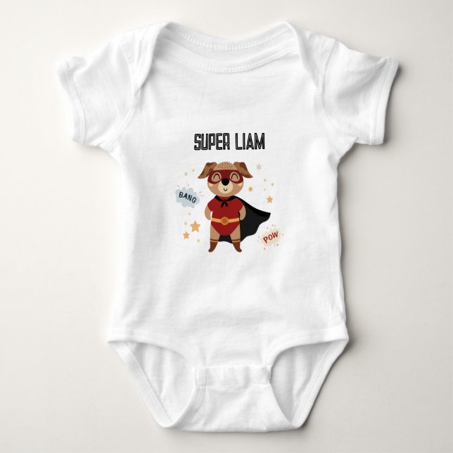 Camiseta de Super-herói Cachorro Bebê (Frente)