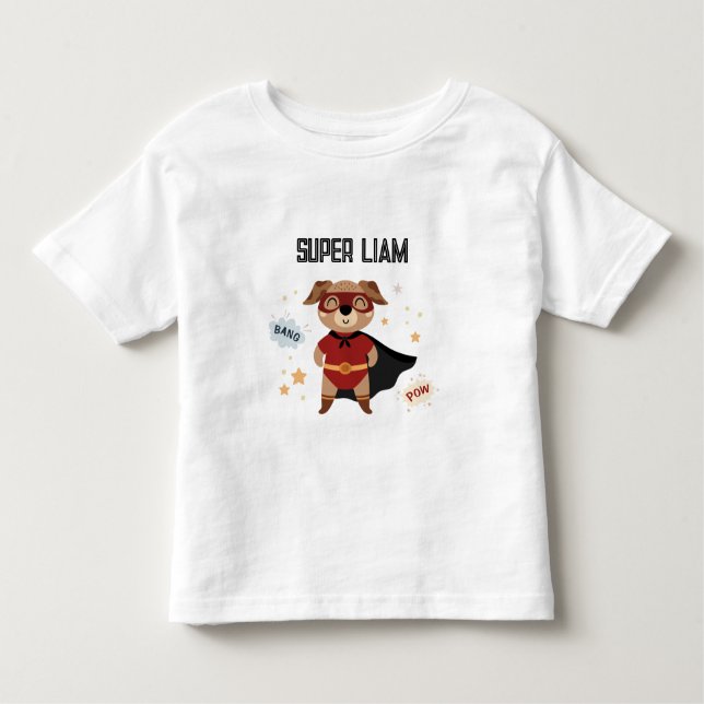Camiseta de Super-Herói Cachorro Bebê Menino (Frente)