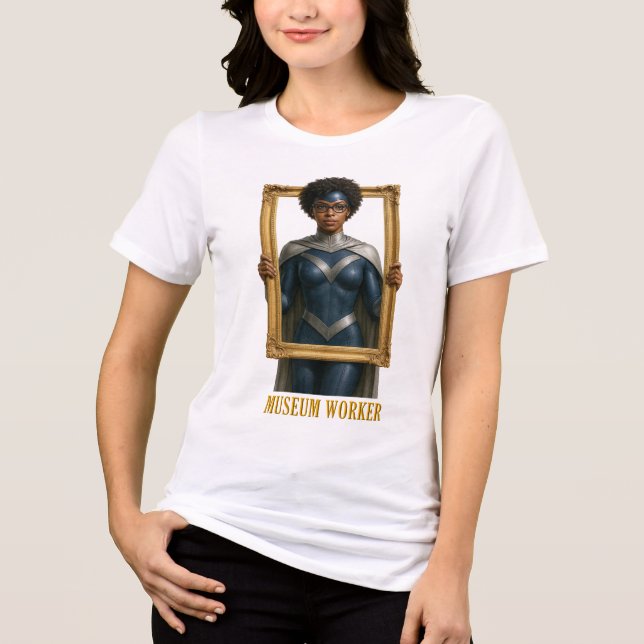 Camiseta de Super-Herói Funcionário de Museu (Frente)