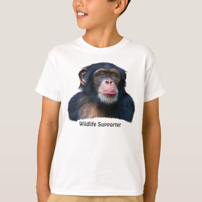 Camiseta de suporte da vida selvagem CHIMPANZEE II (Frente)