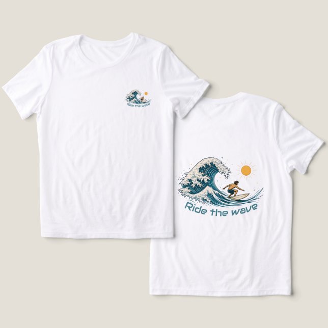 Camiseta de Surf Ride the Wave (Design Frente e Verso)